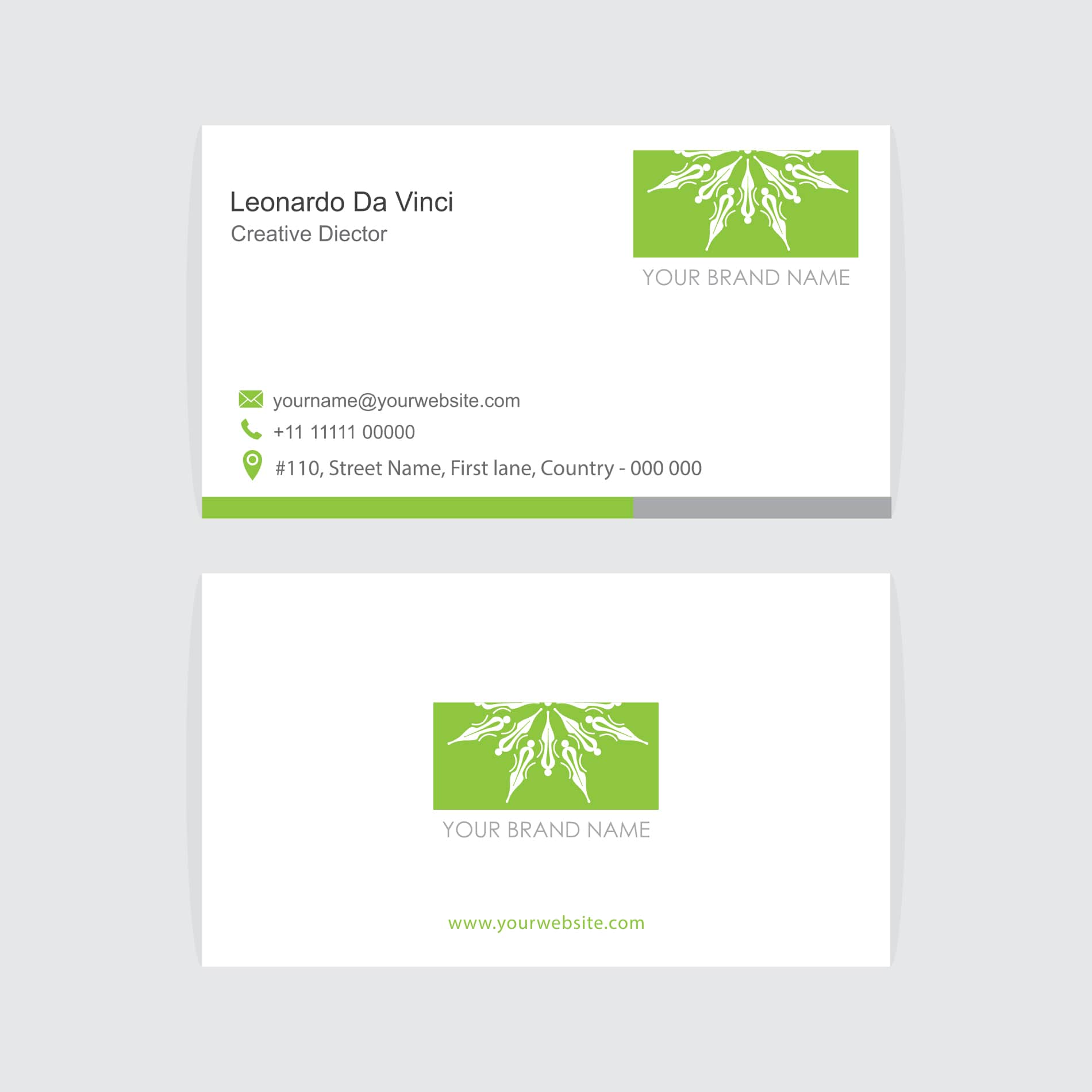 Clean and green business card template Free vector in ai, eps10 and svg format