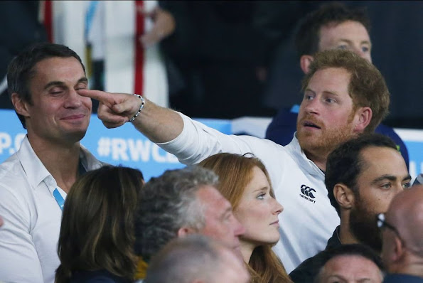 Prince Harry, James, Michael and Carole Middleton at Rugby World Cup