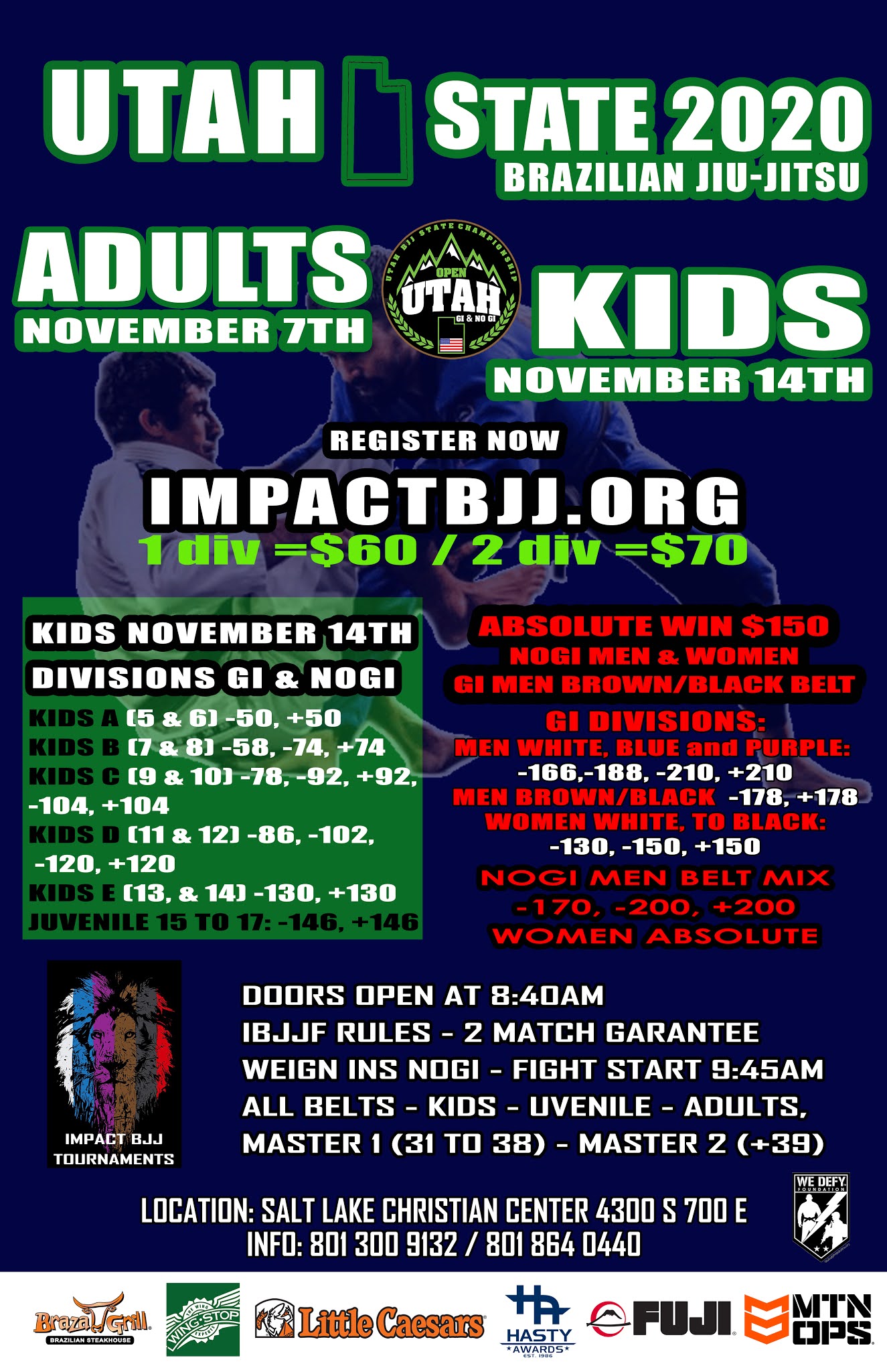 IMPACT BJJ TOURNAMENTS Utah State Bjj Tournament ADULTS on November