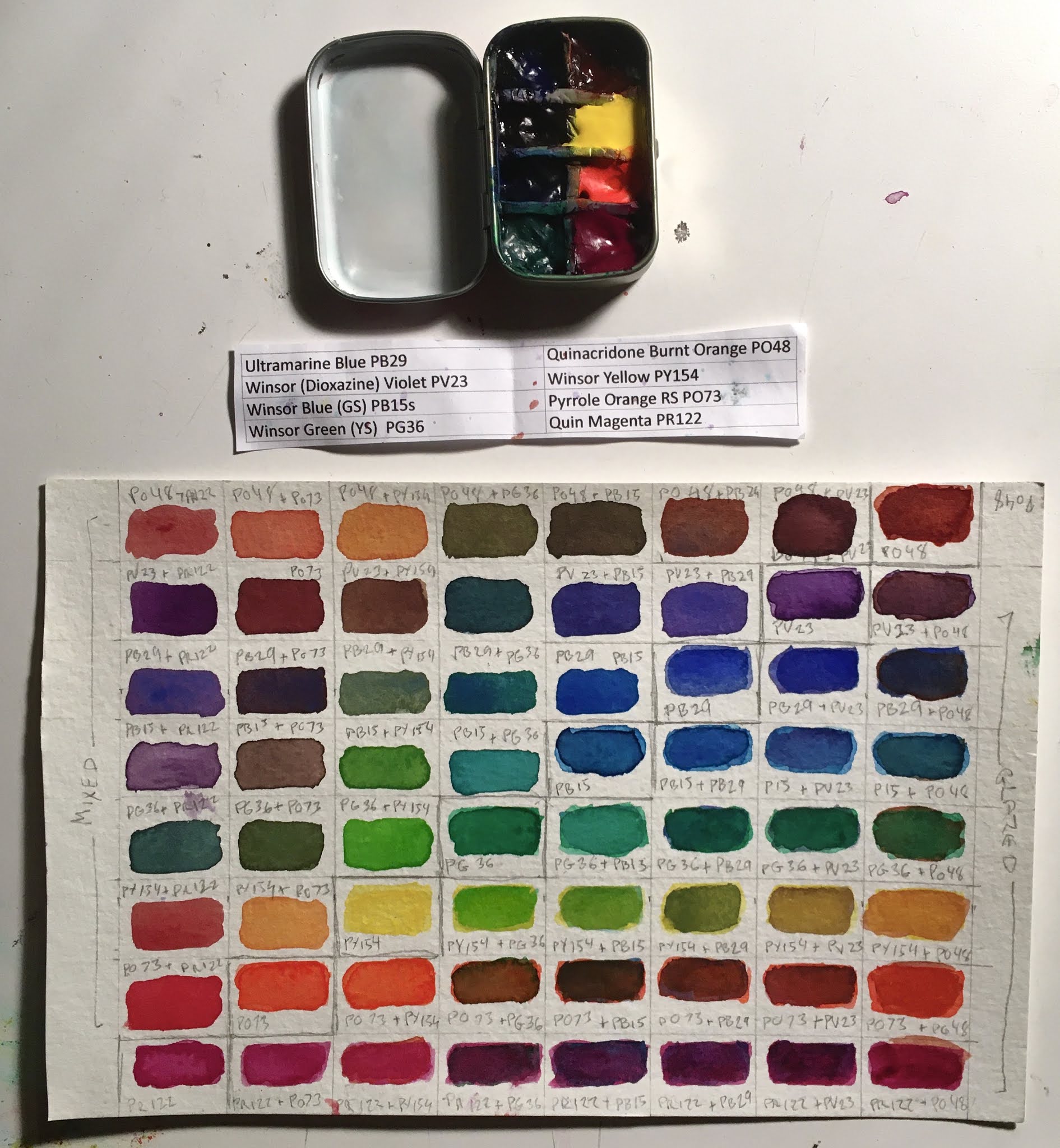 Matthew Mattingly Mini Altoids paintbox color swatches