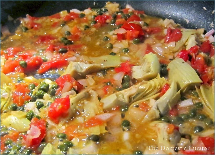 The Domestic Curator Chicken Piccata with Artichoke Hearts, Tomatoes