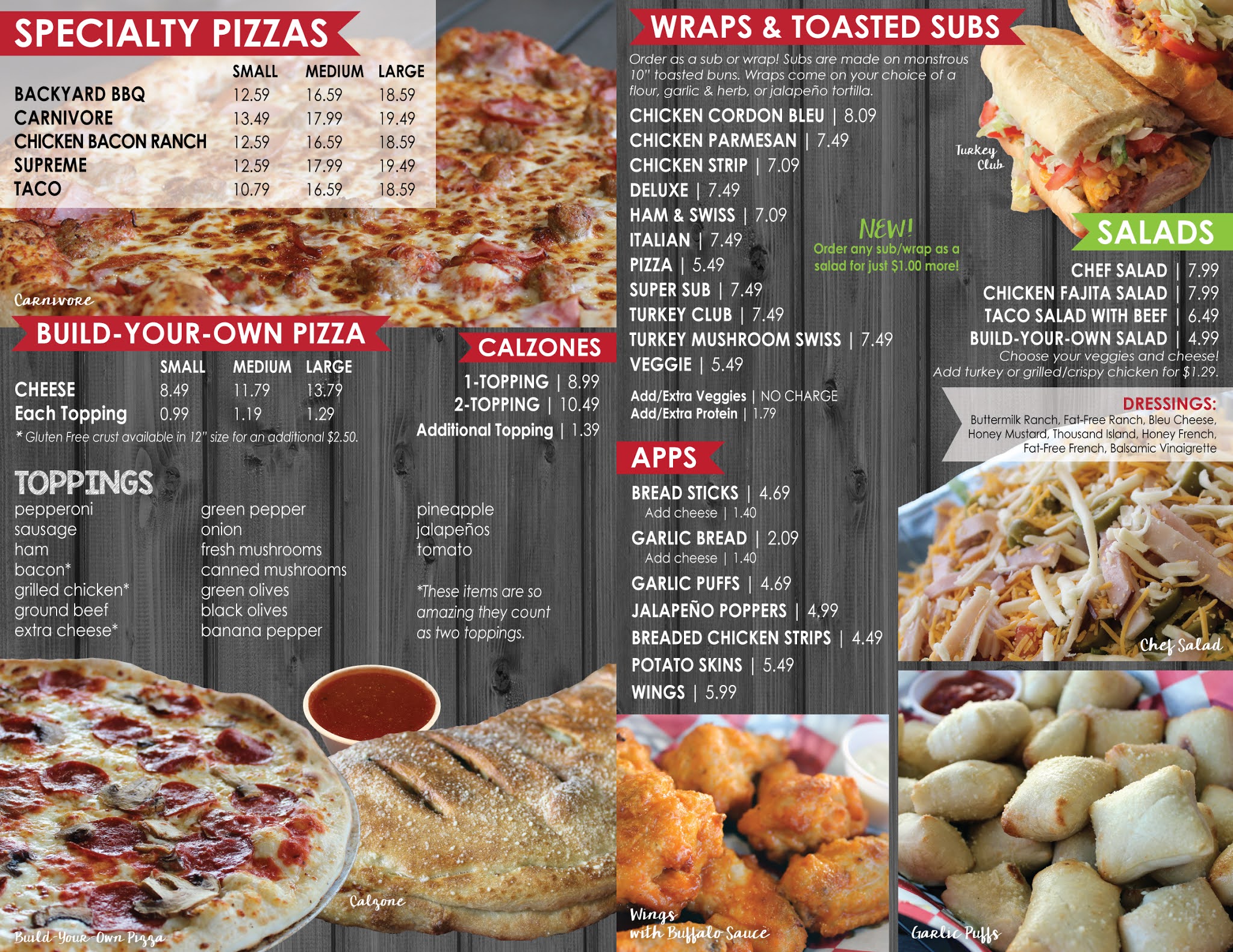 Bethany Concepts Junction Pizza Menus