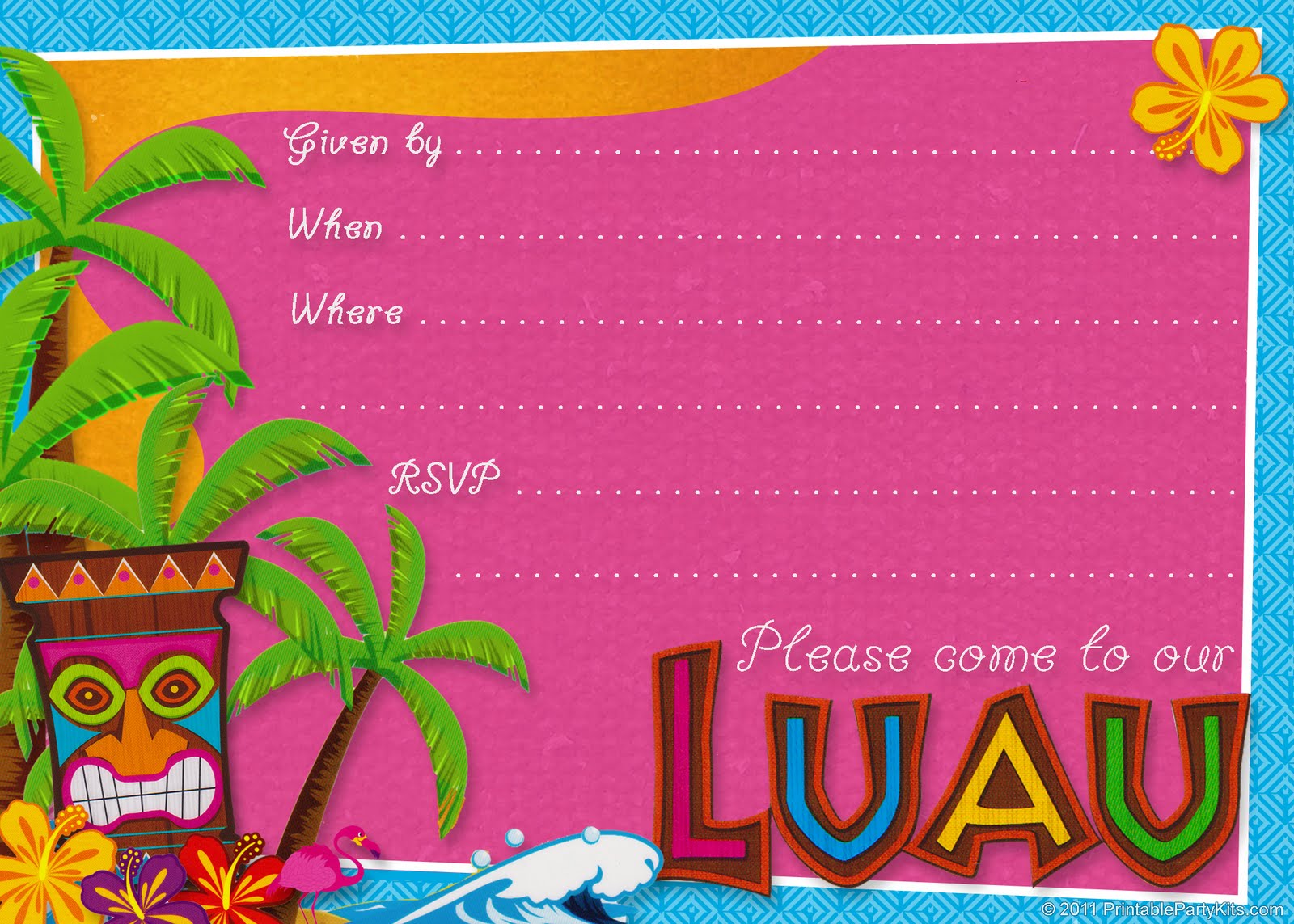 Party Planning Center Free Printable Hawaiian Luau Party Invitations