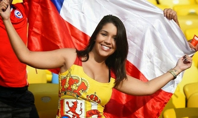 Beautiful Spain female fan at world cup