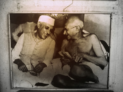 A nostalgic picture of Bapu and Jawaharlal Nehru, Sabarmati ashram, Ahmedabad - Gujarat