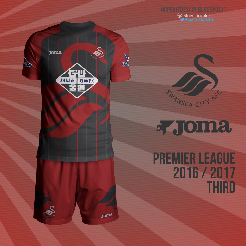 hope kit design Swansea AFC Joma Premier League Kits 2016/2017