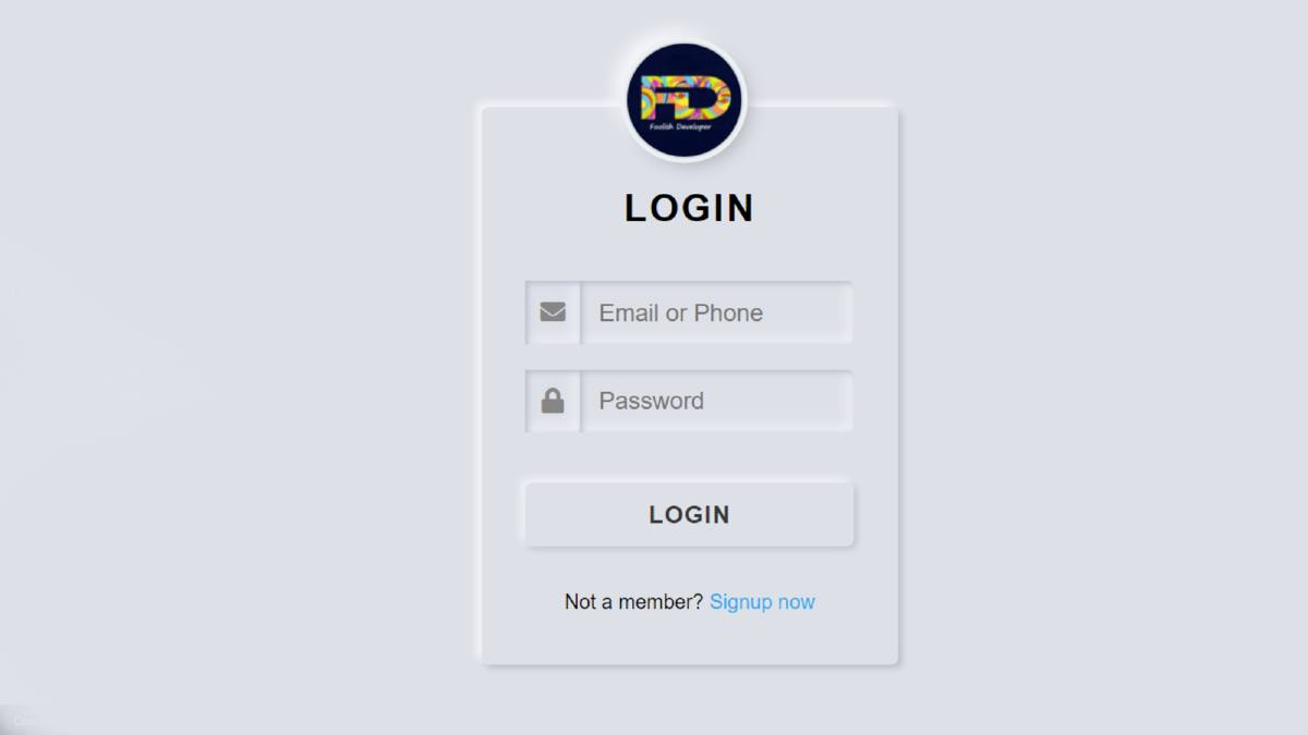 CSS Neumorphism Login page using HTML & CSS