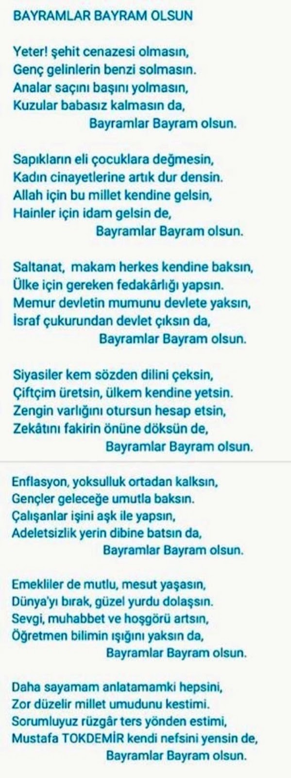 bayramlar bayram olsun mustafa tokdemir