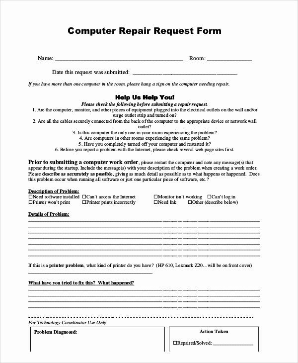 Computer Repair Form Pdf Invoice Template