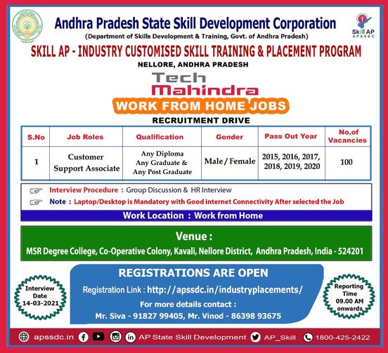 UDYOG ADDA Tech Mahindra Customer Support Associate Work From Home