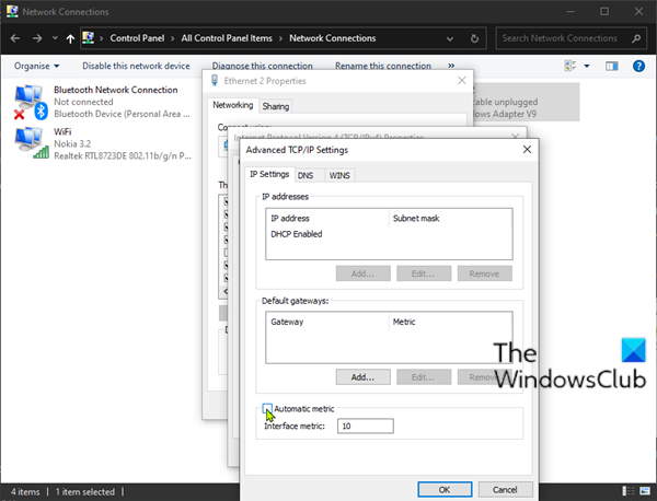 รหัสข้อผิดพลาด 0x800704cf-การตั้งค่าเมตริกอัตโนมัติ