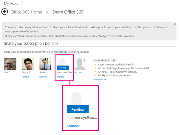 Поделитесь преимуществами подписки на Office 365 для дома