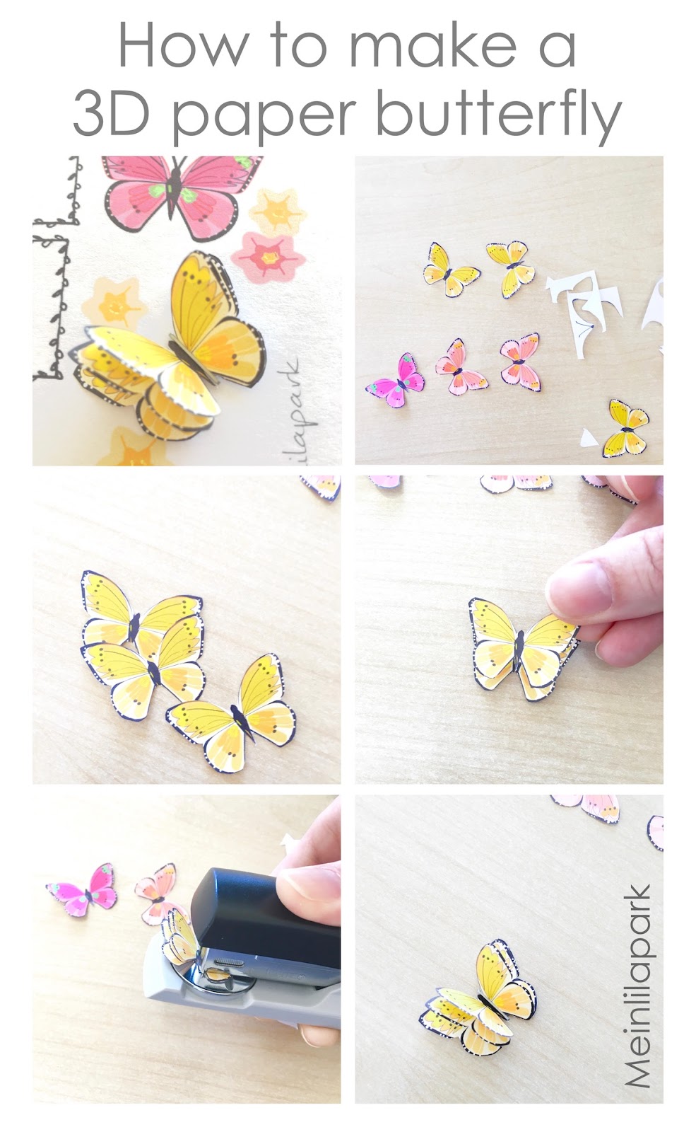 Meinlilapark How To Make A 3d Paper Butterfly Tutorial And Free Template