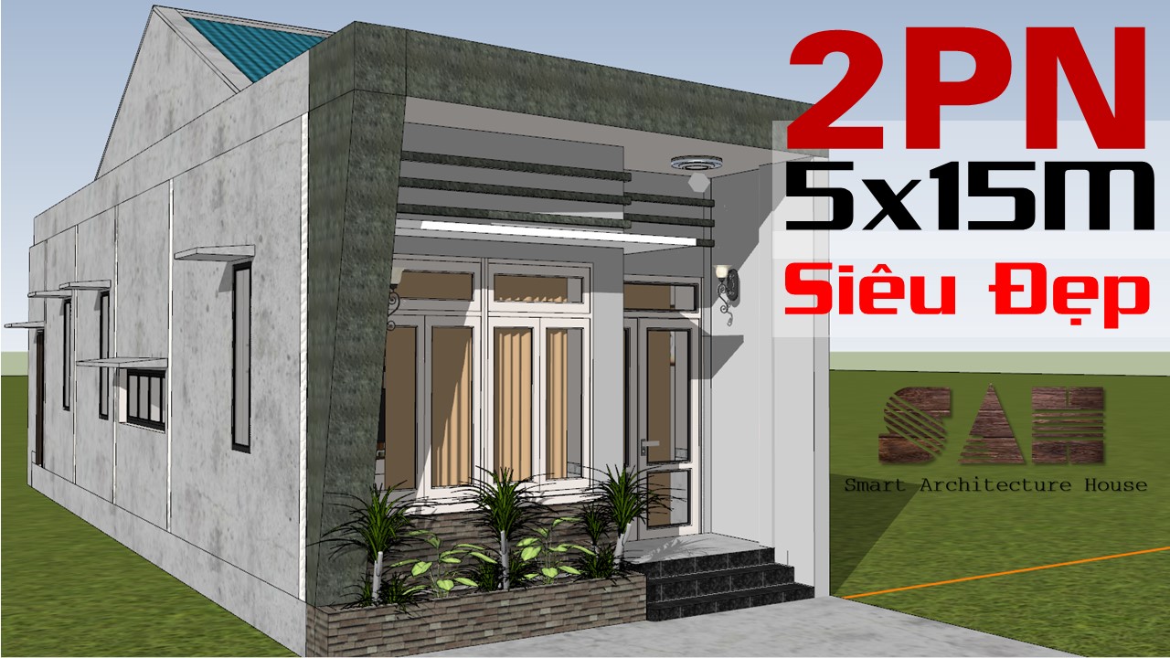 Bán bản vẽ 3D nhà cấp 4 : 5x15 Cực đẹp ( File Sketchup ) | Kiến ...