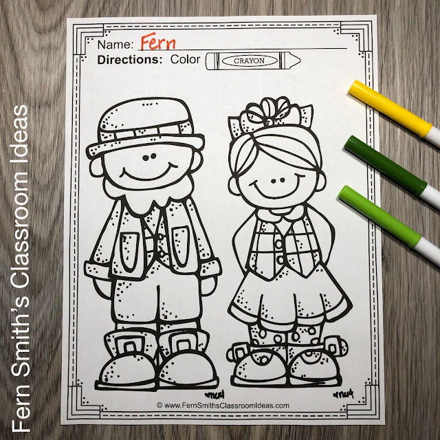 You will LOVE the 41 coloring pages that come in this St. Patrick's Day coloring pages resource! Perfect for Kinder & First Grade Teachers for March! #FernSmithsClassroomIdeas