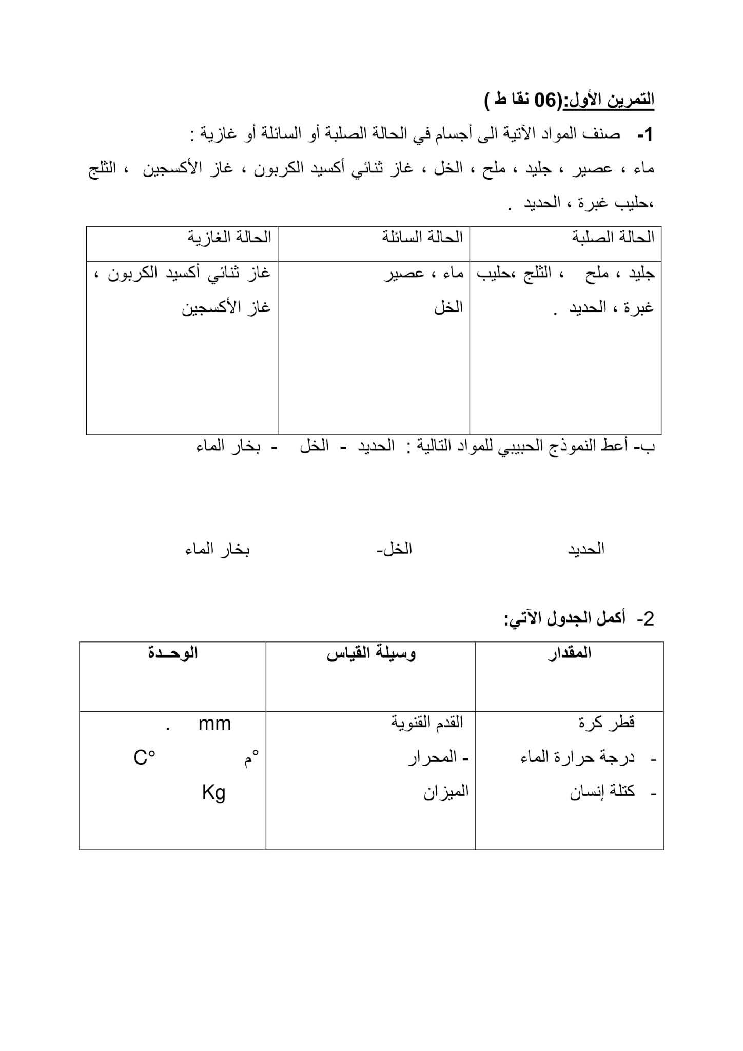 فرض الفيزياء الفصل الثاني للسنة الأولى متوسط - الجيل الثاني نموذج 4