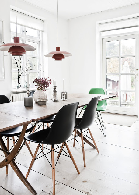 EAMES black and wooden chairs