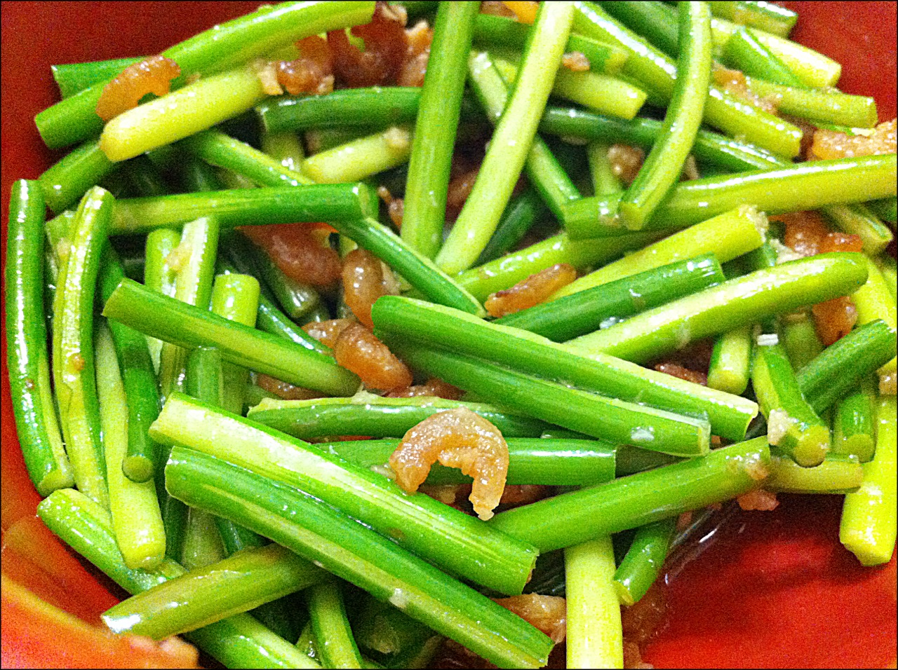 Little Cookery Book Stir Fried Garlic Sprouts with Dried Shrimp