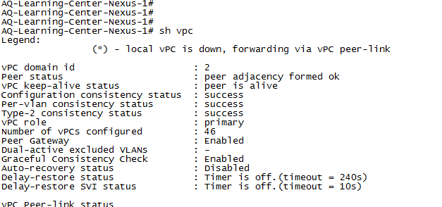 show vpc comand details