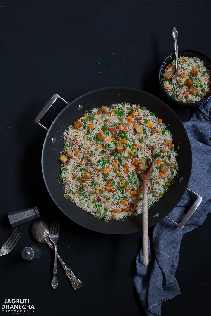 Burnt garlic and tofu rice This Vegan Burnt Garlic and Tofu Fried Rice is a perfect accompaniment to complete your Indo-Chinese meal. The distinctive taste of burnt garlic really comes through without overpowering the delicate flavour of the vegetables and fragrant basmati rice