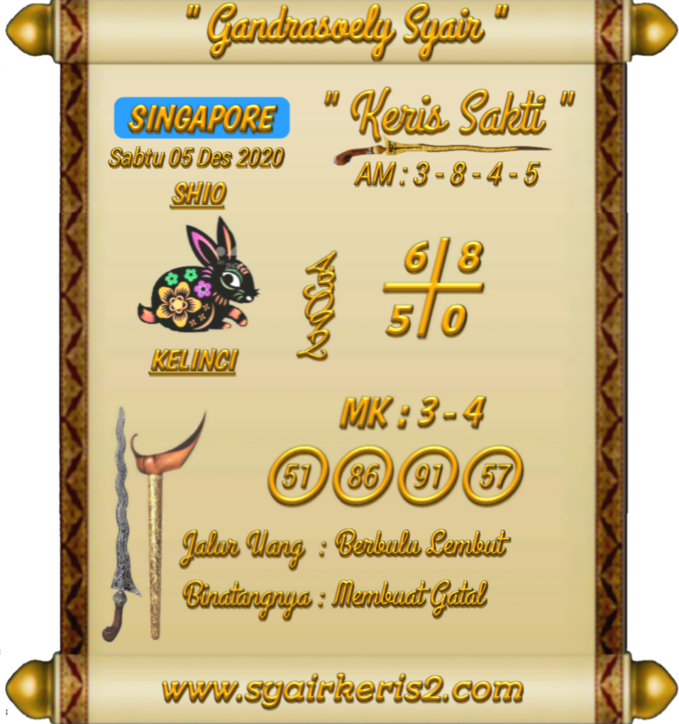 Syair Keris Sakti Hari Ini Sabtu 05 12 2020 Syair Keris