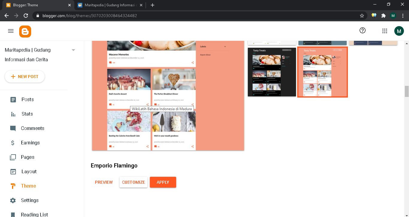 apply template bawaan blogspot