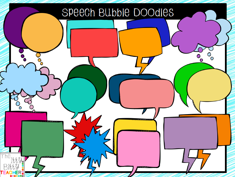 http://ittybittyteacher.blogspot.com/2014/10/speech-bubble-clipart-doodles.html