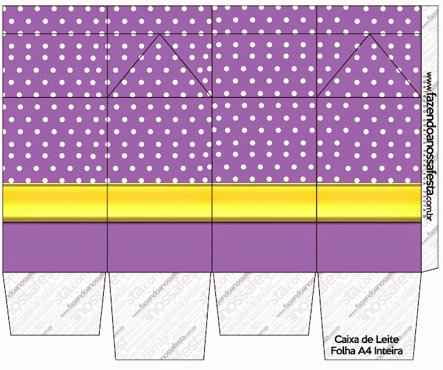 Caja tipo "de leche" de Morado y Dorado.