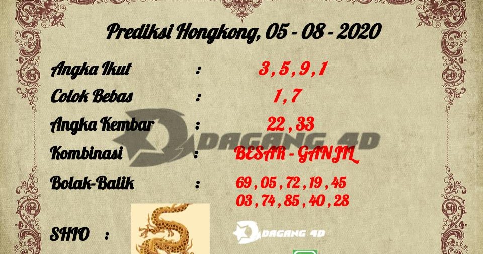 PREDIKSI TOGEL HONGKONG TERJITU 05 AGUSTUS 2020 Games303