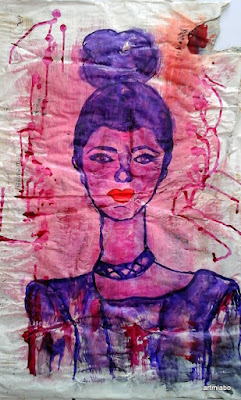 The portrait of a woman; mixed media art;miabo enyadike.