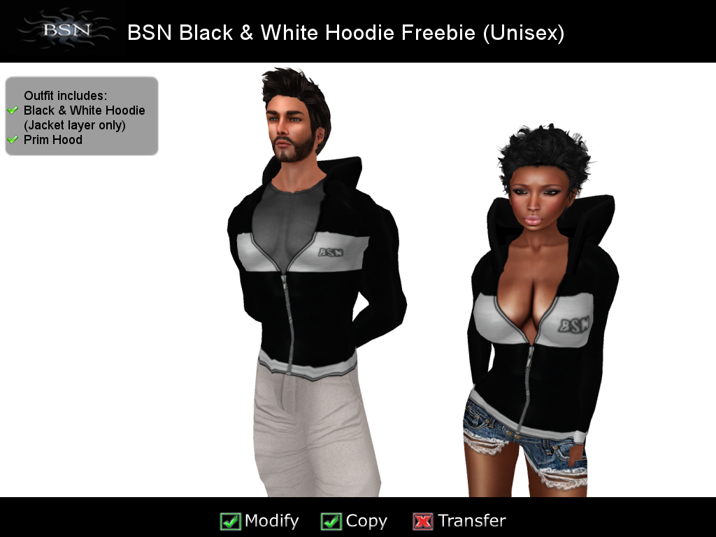 BSN Black & White Hoodie Freebie released
