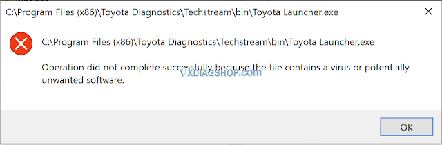 VXDIAG Toyota Launcher Flagged by Virus Protection?