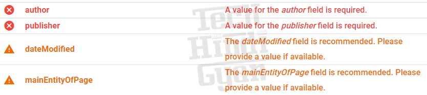 How To Fix Structured Data Testing Tool Error in Hindi - Publisher & Author Field is Required Error