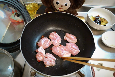 鶏ナスあんかけ蕎麦の作り方（2）