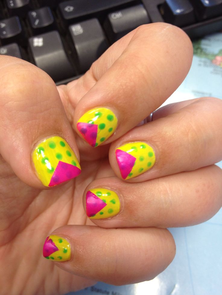 Pink yellow nails!