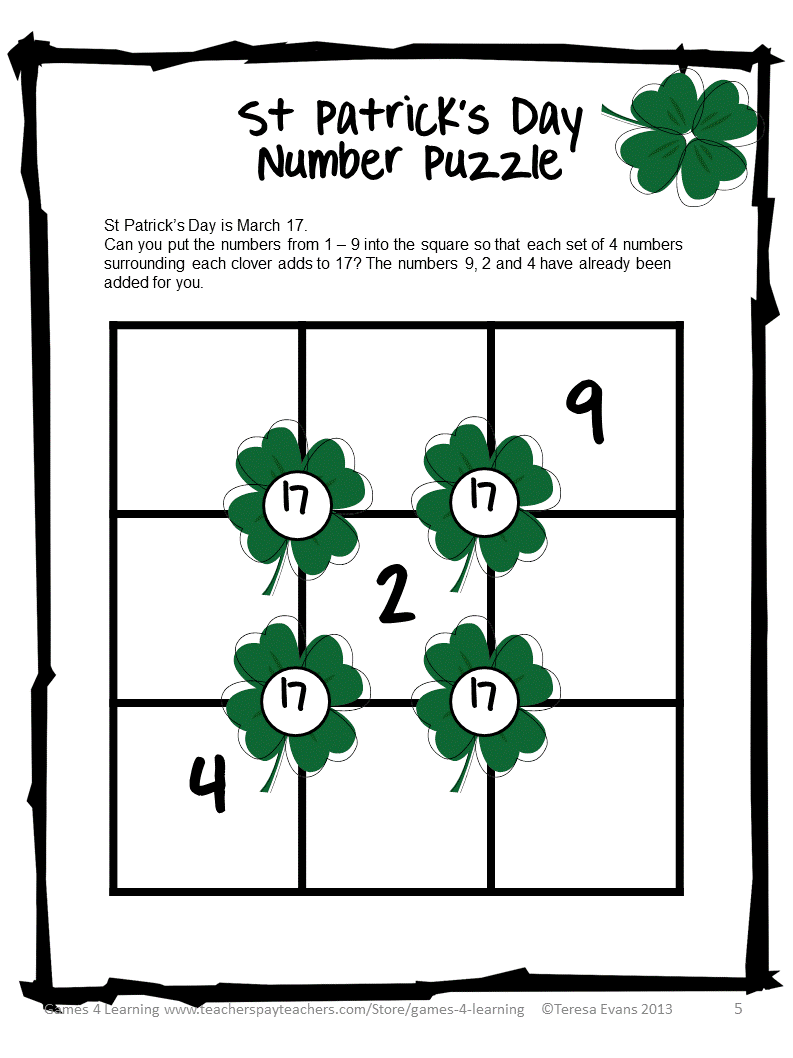 Fun Games 4 Learning: St. Patrick's Day Math Freebies
