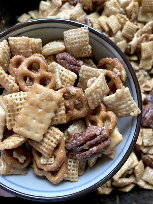 Food Pusher Crispy Caramelized Chex Mix