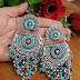 Blue beads silver earrings