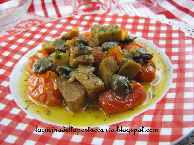 spezzatino di seitan con pomodorini e capperi  / stew seitan with tomatoes and capers