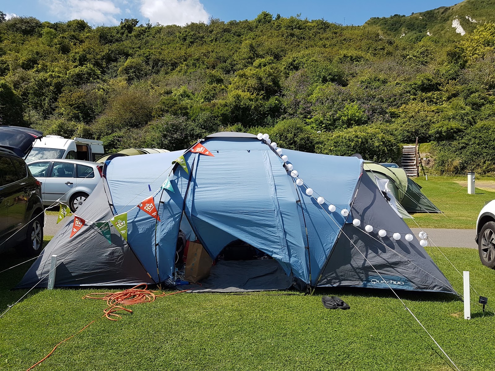 our 4 man tent at the camping and caravaning club folkestone site