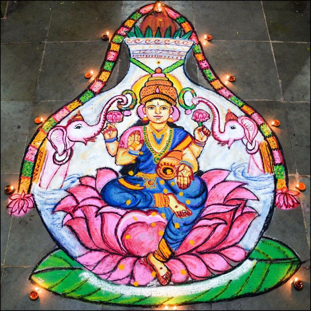 Simple 2023 Goddess Lakshmi Rangoli Design