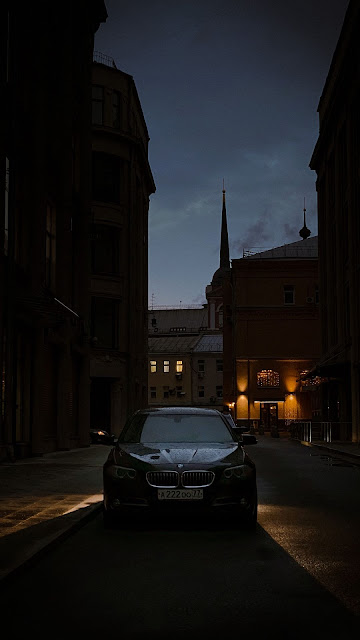 Wallpaper Black BMW Car, City, Night, Buildings