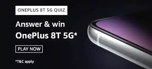Amazon OnePlus 8T 5G Quiz Answers - Free OnePlus 8T 5G Contest