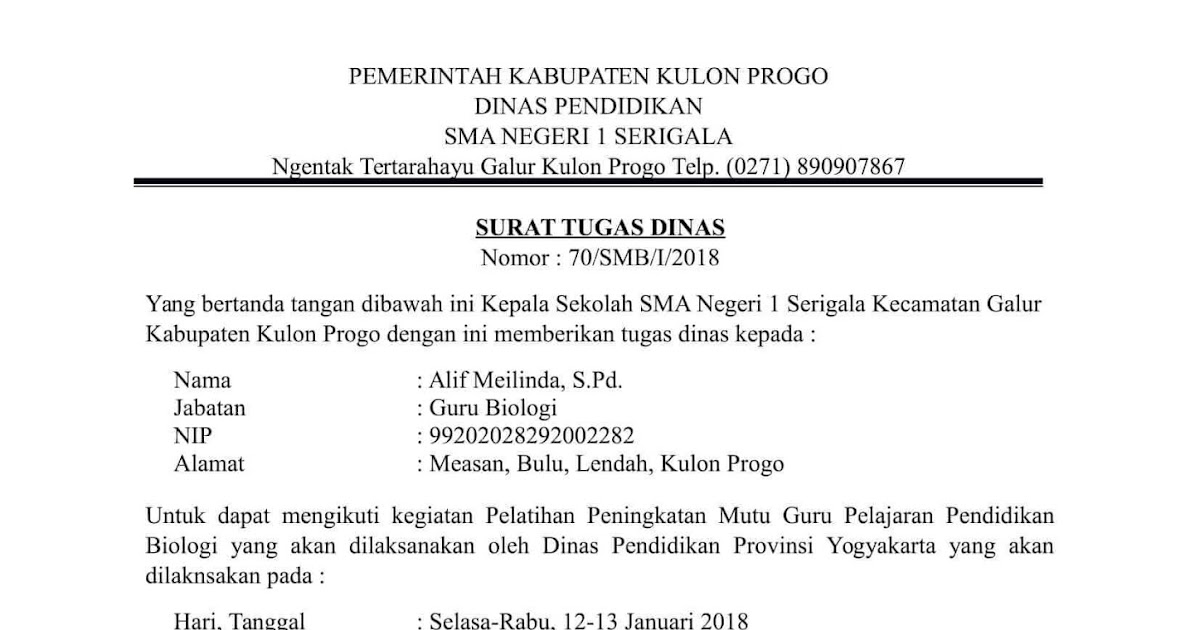 Contoh Surat Tugas Non Formal Contoh Surat