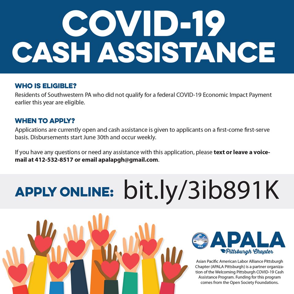 PennsylvAsia Applications for APALA Pittsburgh COVID19 cash