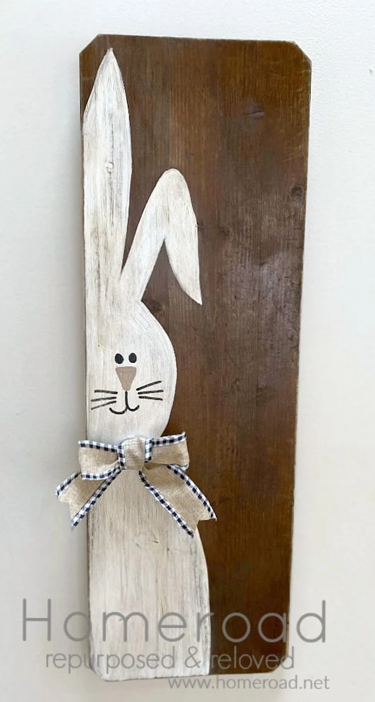 Painted bunny sign with bow and overlay