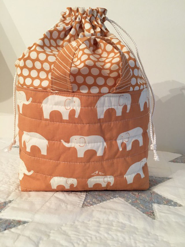 Threading My Way Sewn by YOU Fabric Basket with Drawstring Top & Handles