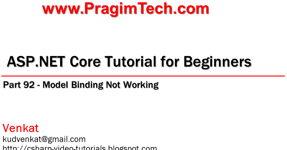 Sql server, and c video tutorial Model binding not working on
