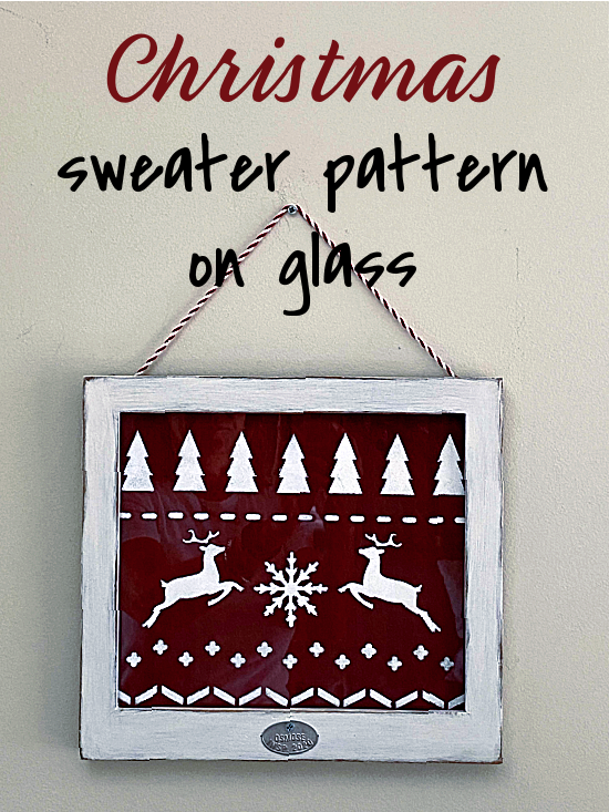 Stenciled sweater pattern on glass pinterest pin