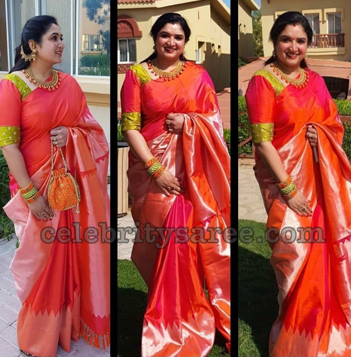 Anitha Vijaykumar in Red Silk Saree - Saree Blouse Patterns